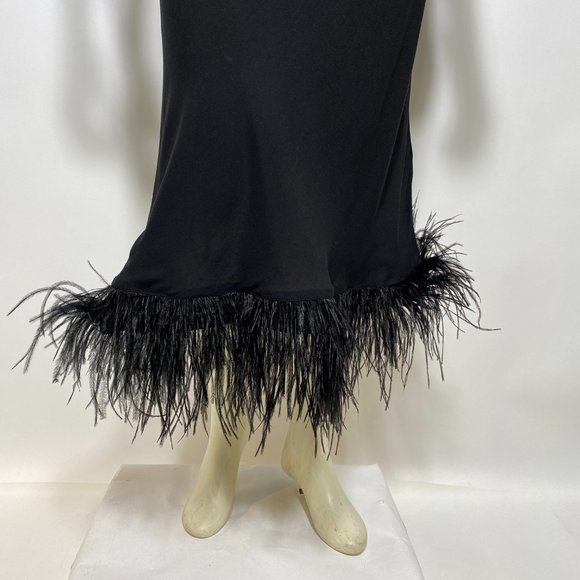 SLEEPER Black Slip Dress w/Feather Trim - Picture 6 of 10